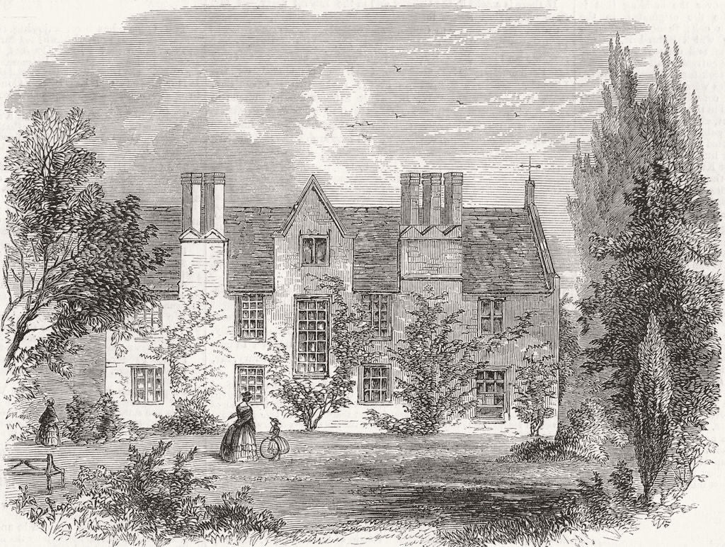 MELBOURNE. King's Newton Hall, Derbyshire, burnt down 1859 old antique print